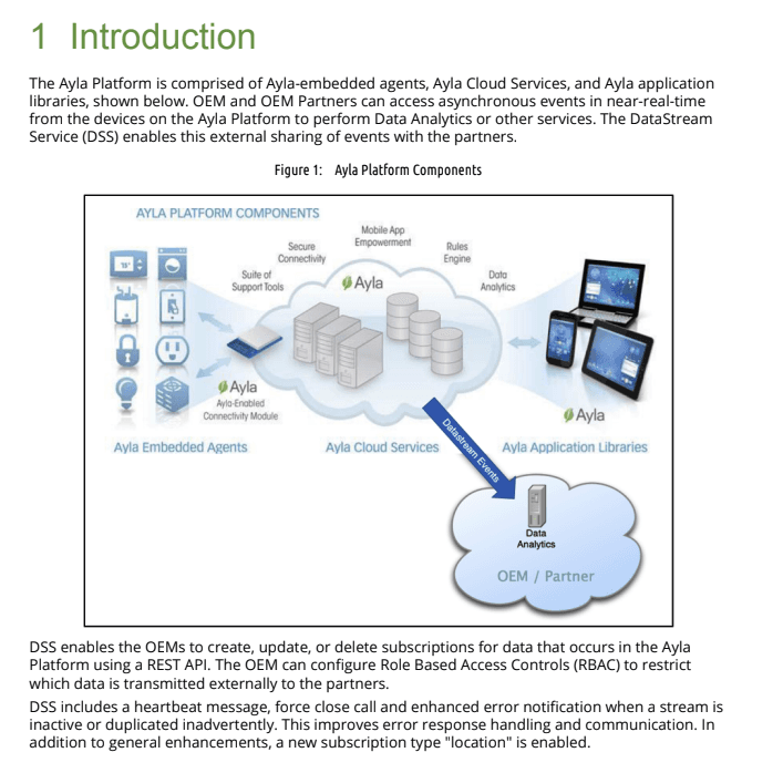 Preview of Ayla Data Stream Service (DSS) API Specification Guide